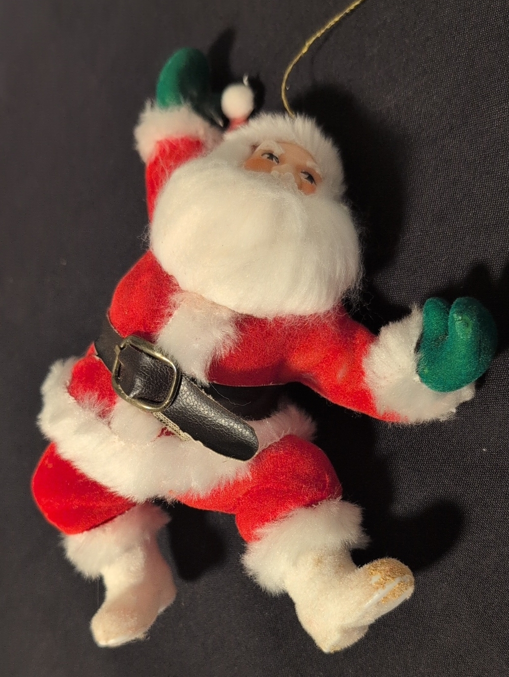 Vintage Flocked Red Santa 8 Inches